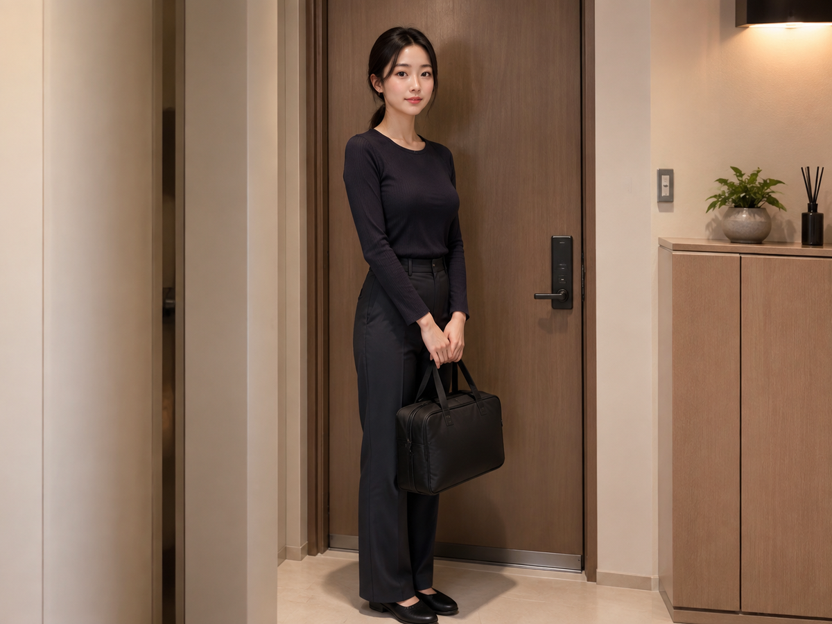서울 여의도 방문 홈케어 일정을 준비하는 젊은 성인 한국 여성 관리사